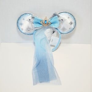 Disney Cruise Line ELSA Frozen Ears/Ear Headband With Veil - NWT